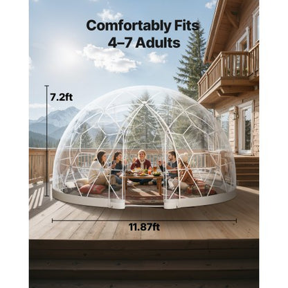 3.6 x 2.1 m garden bubble tent for 4-7 people outdoors, transparent geodesic dome | EU