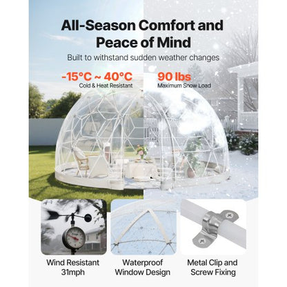 3.6 x 2.1 m garden bubble tent for 4-7 people outdoors, transparent geodesic dome | EU