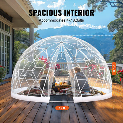 12FT Kupolbubbeltält Utomhushus Campingskydd med genomskinligt fönster