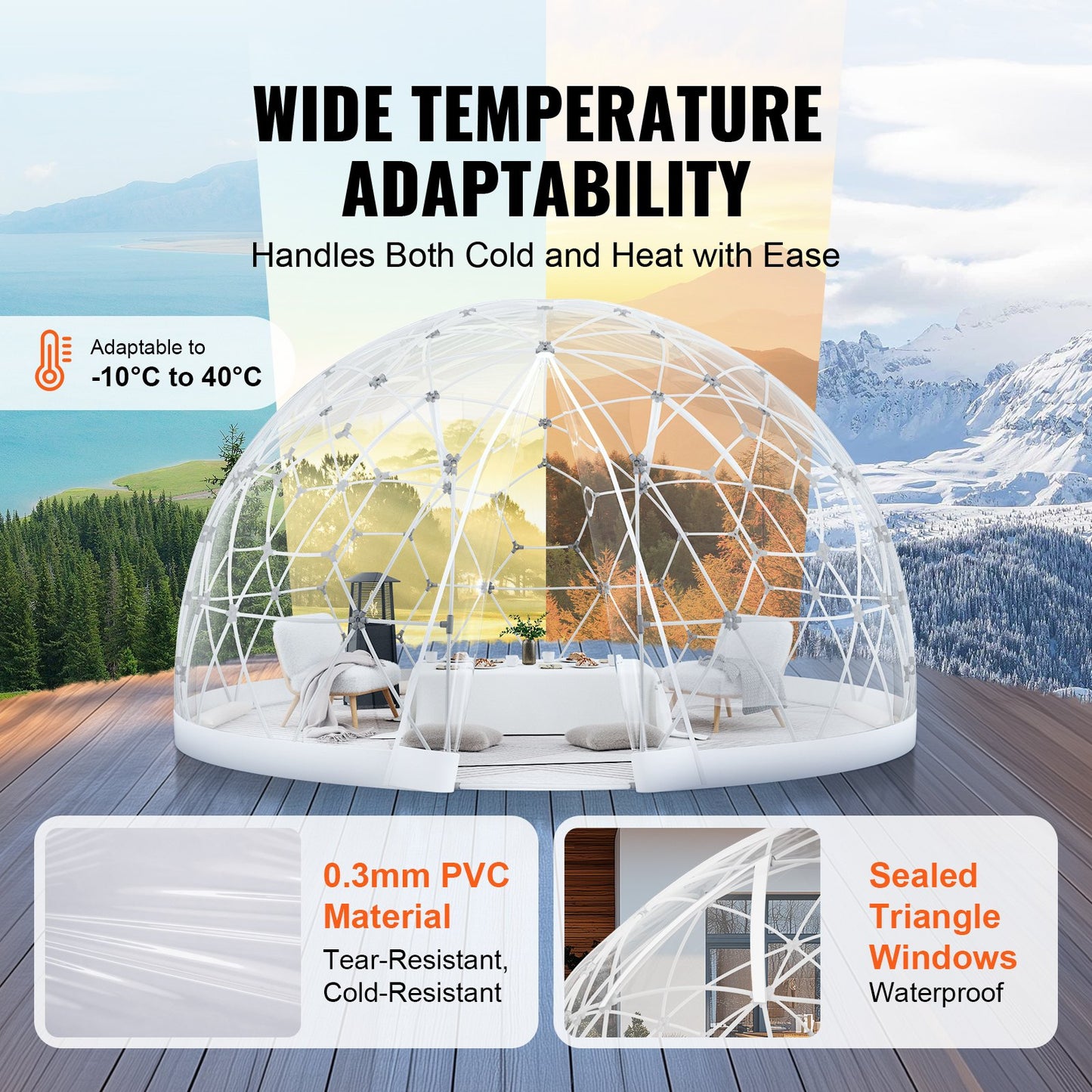 9,5 Fuß Kuppelzelt Bubble Zelt Outdoor Haus Camping Shelter mit transparentem Fenster