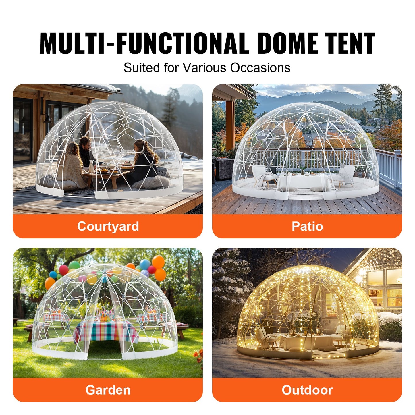 9,5 Fuß Kuppelzelt Bubble Zelt Outdoor Haus Camping Shelter mit transparentem Fenster
