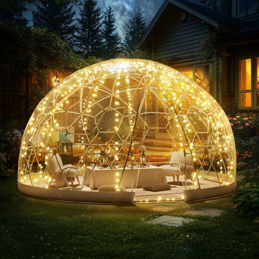 9.5FT Kupolbubbeltält Utomhushus Campingskydd med genomskinligt fönster