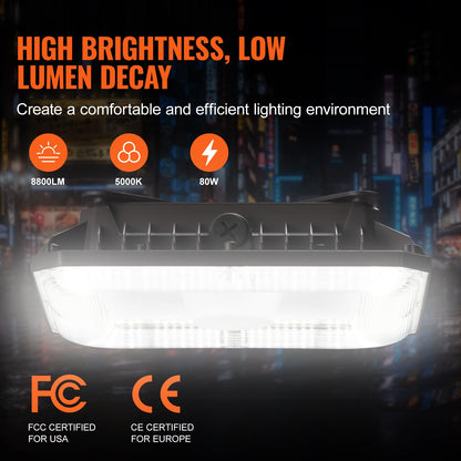 4-pack LED Canopy Lights 80W 8800LM 5000K Daylight Outdoor Canopy Lighting