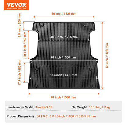 Truck Bed Mat Fit 2022-2024 Toyota Tundra TPE Truck Bed Liner Tillbehör