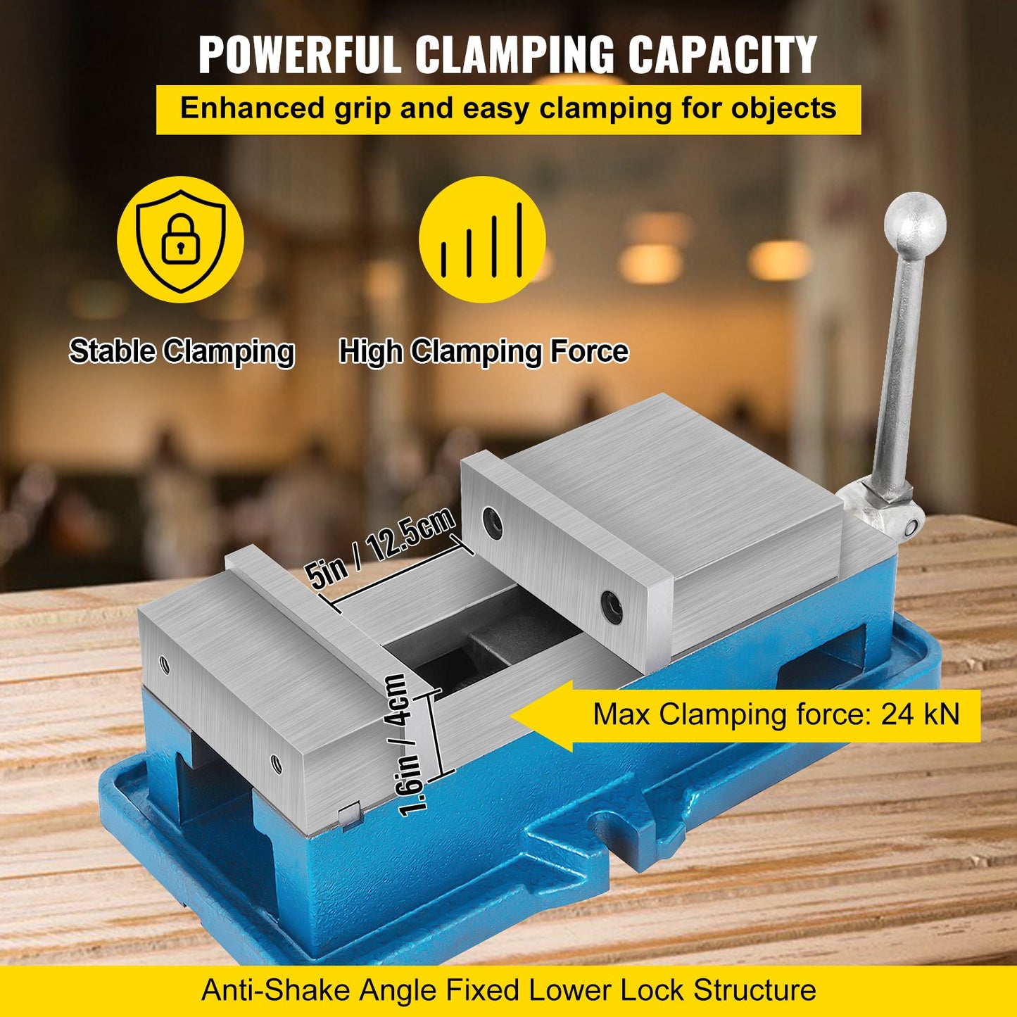 5" Super-Lock vice for NC/CNC machines Bench clamp vice high precision, vice vice CNC vice vice lock vice screw drilling 125 mm width CNC 24KN