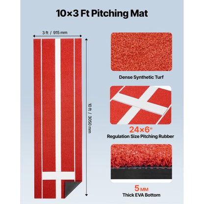 305x92cm Softball Mat Baseball Pitching Pitch for Indoor and Outdoor Use | EU