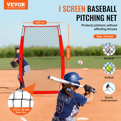 I Screen Baseball för batting Cage, 7x4 ft Baseball & Softball Säkerhetsskärm, Body Protector Bärbar Batting Screen med bärväska och markinsatser, Baseball Pitching Net för Pitchers Protection