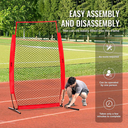 I Screen Baseball för batting Cage, 7x4 ft Baseball & Softball Säkerhetsskärm, Body Protector Bärbar Batting Screen med bärväska och markinsatser, Baseball Pitching Net för Pitchers Protection