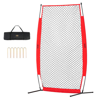 I Screen Baseball för batting Cage, 7x4 ft Baseball & Softball Säkerhetsskärm, Body Protector Bärbar Batting Screen med bärväska och markinsatser, Baseball Pitching Net för Pitchers Protection
