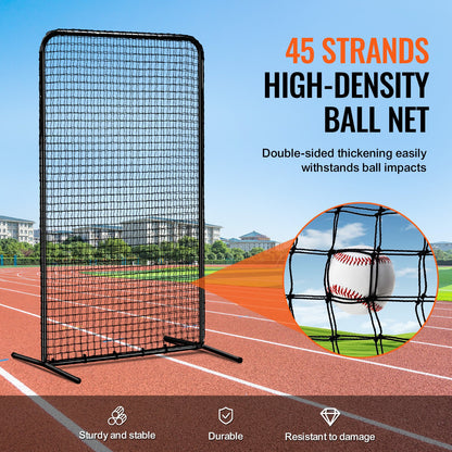 I Screen Baseball för Batting Cage, 7x4 ft Baseball Softball Säkerhetsskärm, Body Protector Bärbar Batting Screen med bärväska och markinsatser, Heavy Duty Pitching Net för Pitchers Protection