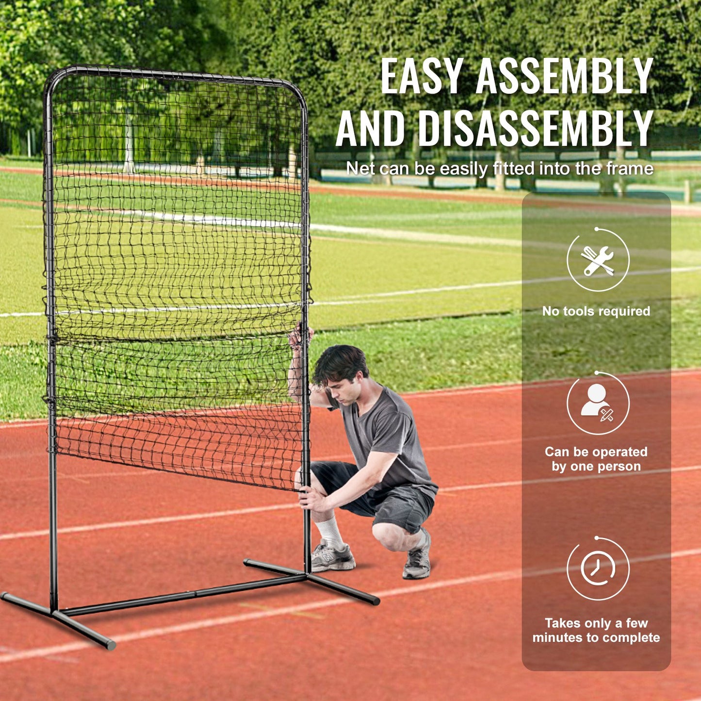 I Screen Baseball för Batting Cage, 7x4 ft Baseball Softball Säkerhetsskärm, Body Protector Bärbar Batting Screen med bärväska och markinsatser, Heavy Duty Pitching Net för Pitchers Protection