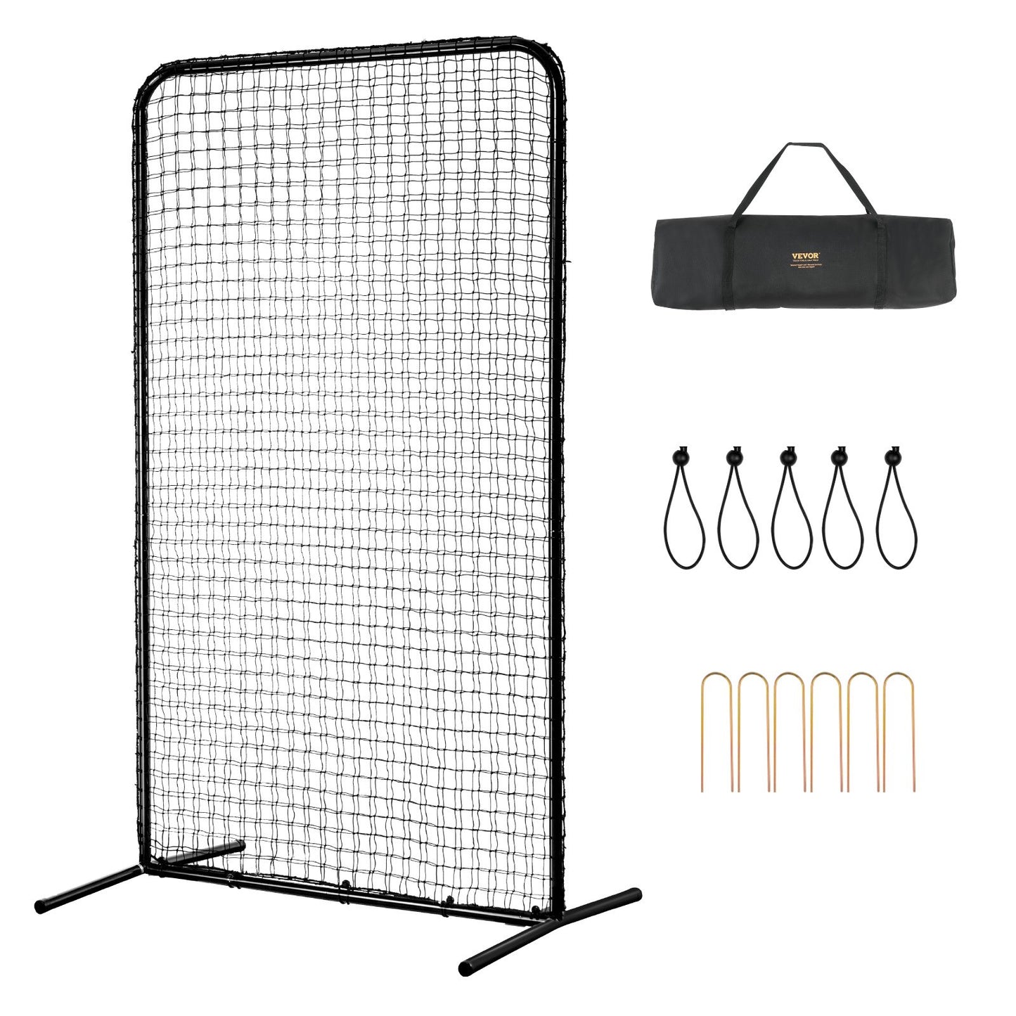 I Screen Baseball för Batting Cage, 7x4 ft Baseball Softball Säkerhetsskärm, Body Protector Bärbar Batting Screen med bärväska och markinsatser, Heavy Duty Pitching Net för Pitchers Protection