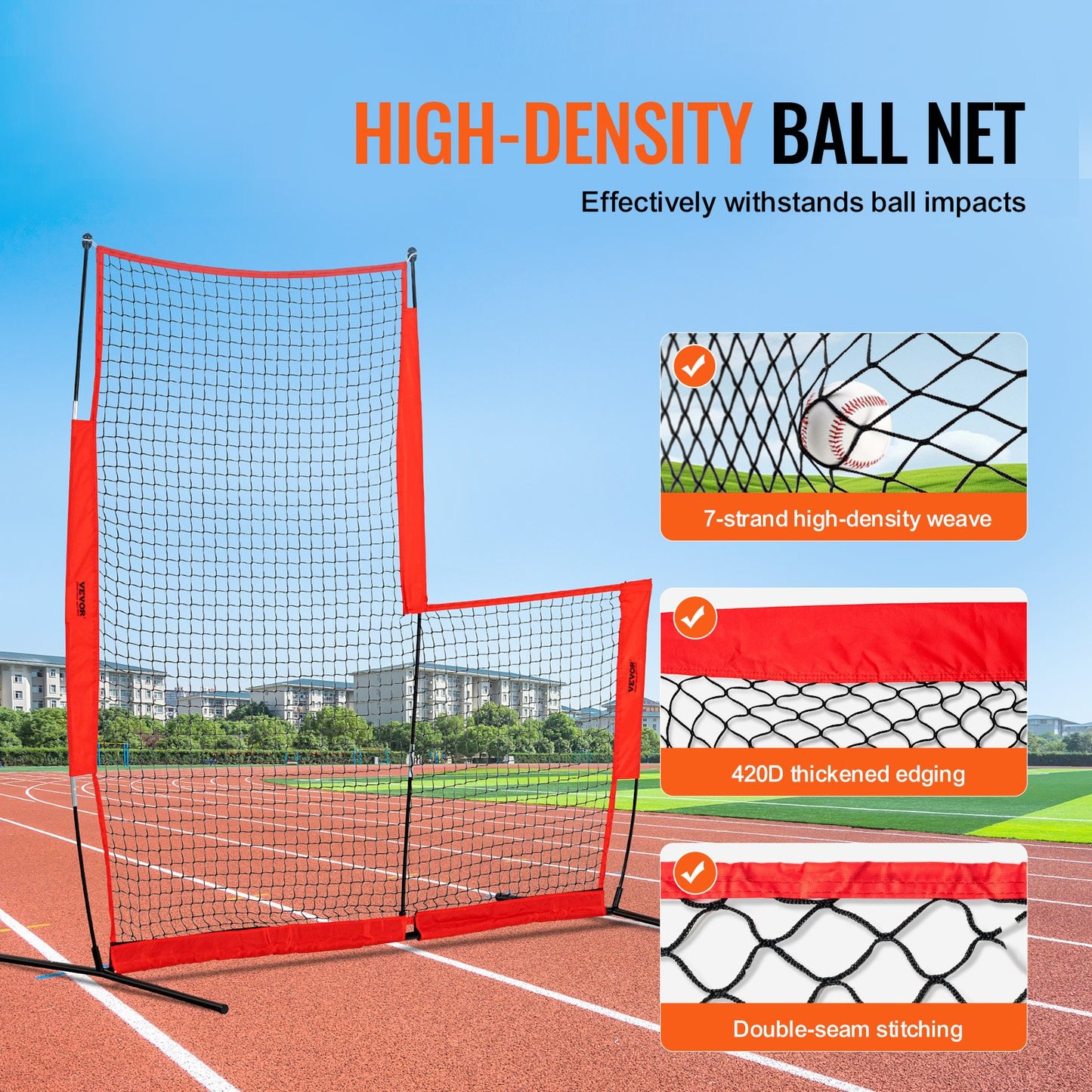 L Screen Baseball för Batting Cage, 7x7 ft Baseball & Softball Säkerhetsskärm, Body Protector Bärbar Batting Screen med bärväska och markinsatser, Baseball Pitching Net för Pitchers Protection
