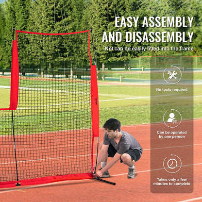 L Screen Baseball för Batting Cage, 7x7 ft Baseball & Softball Säkerhetsskärm, Body Protector Bärbar Batting Screen med bärväska och markinsatser, Baseball Pitching Net för Pitchers Protection