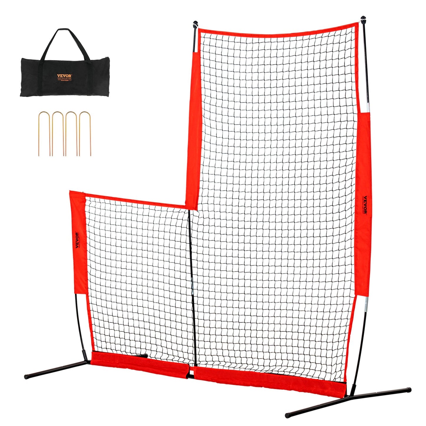L Screen Baseball för Batting Cage, 7x7 ft Baseball & Softball Säkerhetsskärm, Body Protector Bärbar Batting Screen med bärväska och markinsatser, Baseball Pitching Net för Pitchers Protection