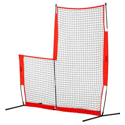 L Screen Baseball för Batting Cage, 7x7 ft Baseball & Softball Säkerhetsskärm, Body Protector Bärbar Batting Screen med bärväska och markinsatser, Baseball Pitching Net för Pitchers Protection