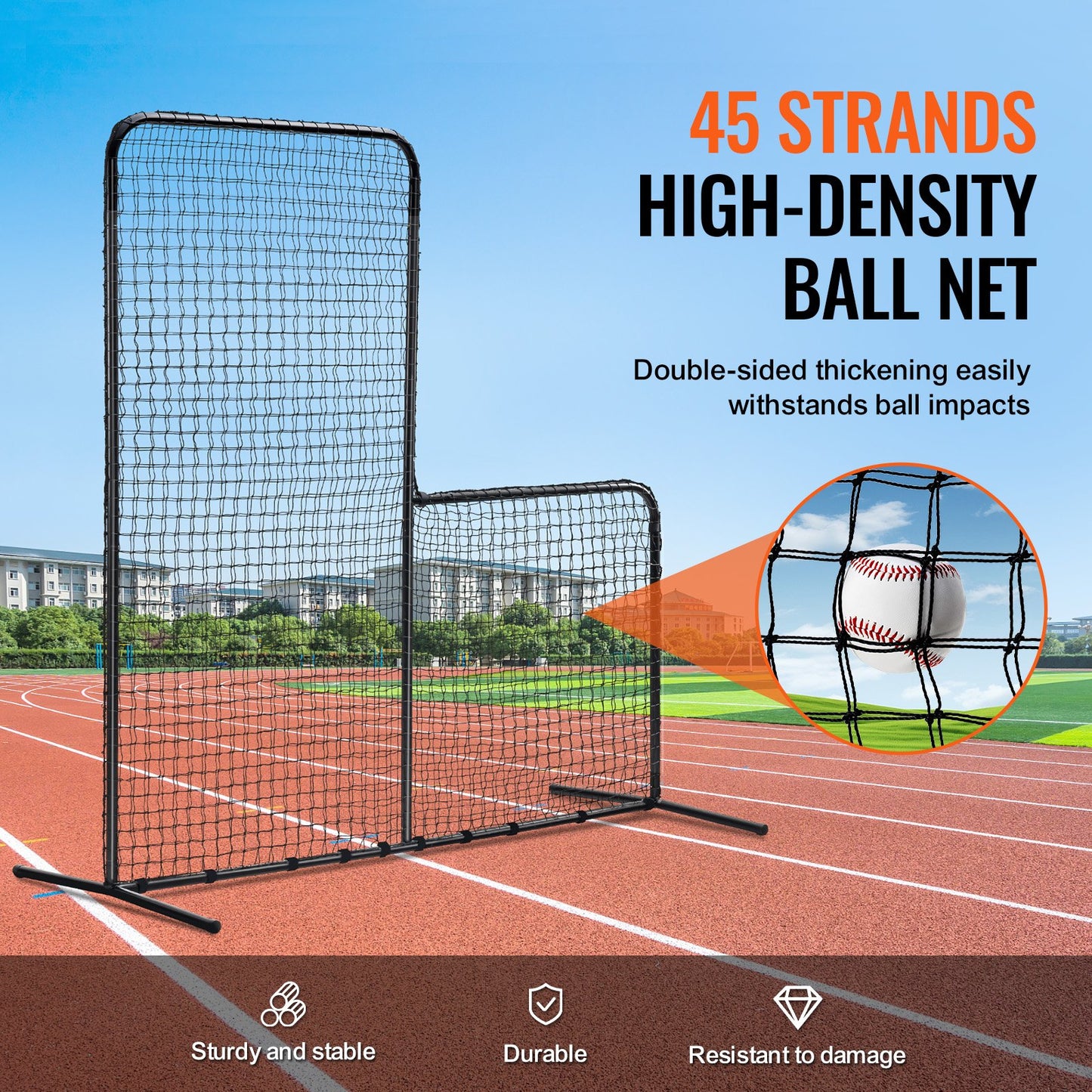 L Screen Baseball for Batting Cage, 7x7 ft Baseball Softball Safety Screen, Body Protector Portable Batting Screen with Carrying Bag and Ground Stakes, Heavy Duty Pitching Net for Pitchers Protection