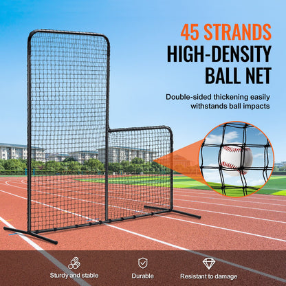 L Screen Baseball for Batting Cage, 7x7 ft Baseball Softball Safety Screen, Body Protector Portable Batting Screen with Carrying Bag and Ground Stakes, Heavy Duty Pitching Net for Pitchers Protection