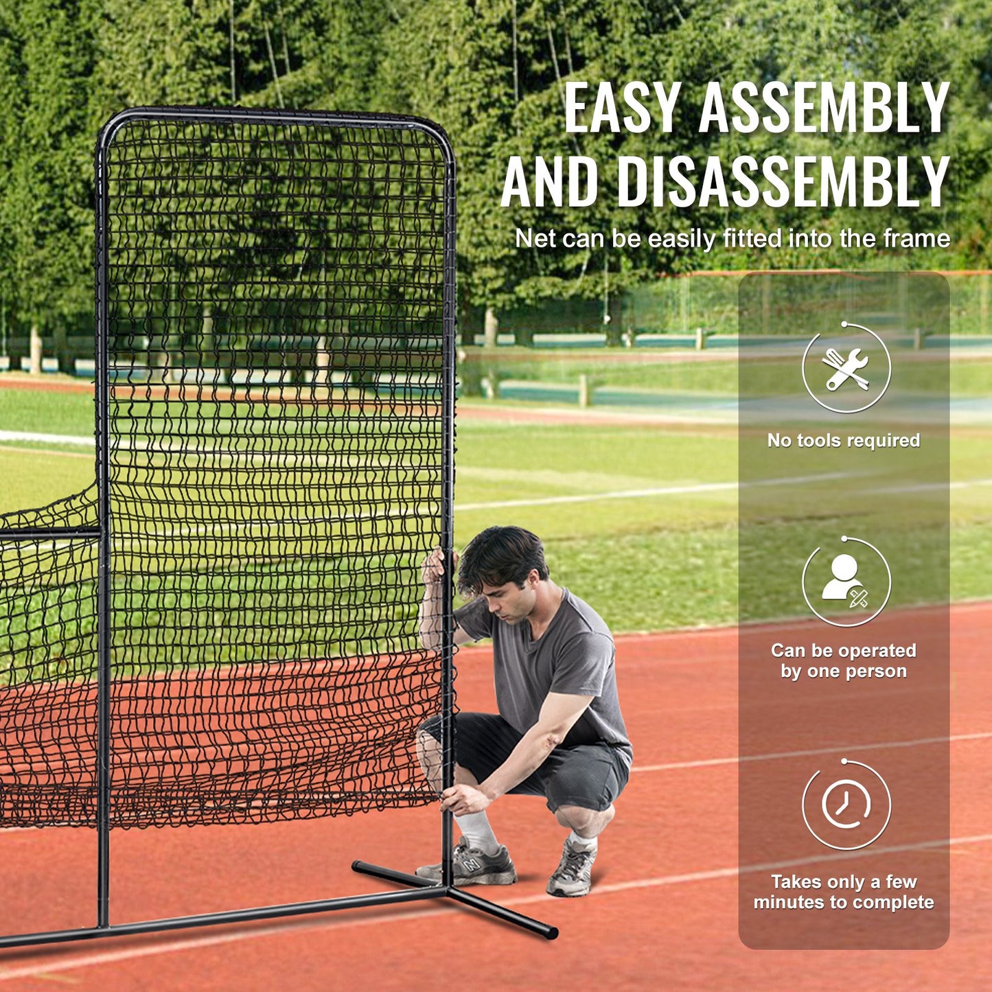 L Screen Baseball for Batting Cage, 7x7 ft Baseball Softball Safety Screen, Body Protector Portable Batting Screen with Carrying Bag and Ground Stakes, Heavy Duty Pitching Net for Pitchers Protection