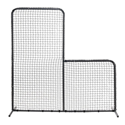 L Screen Baseball for Batting Cage, 7x7 ft Baseball Softball Safety Screen, Body Protector Portable Batting Screen with Carrying Bag and Ground Stakes, Heavy Duty Pitching Net for Pitchers Protection