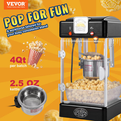 Popcorn Popper Machine Bordsskiva Popcorn Maker 300W 2,5 Oz Svart