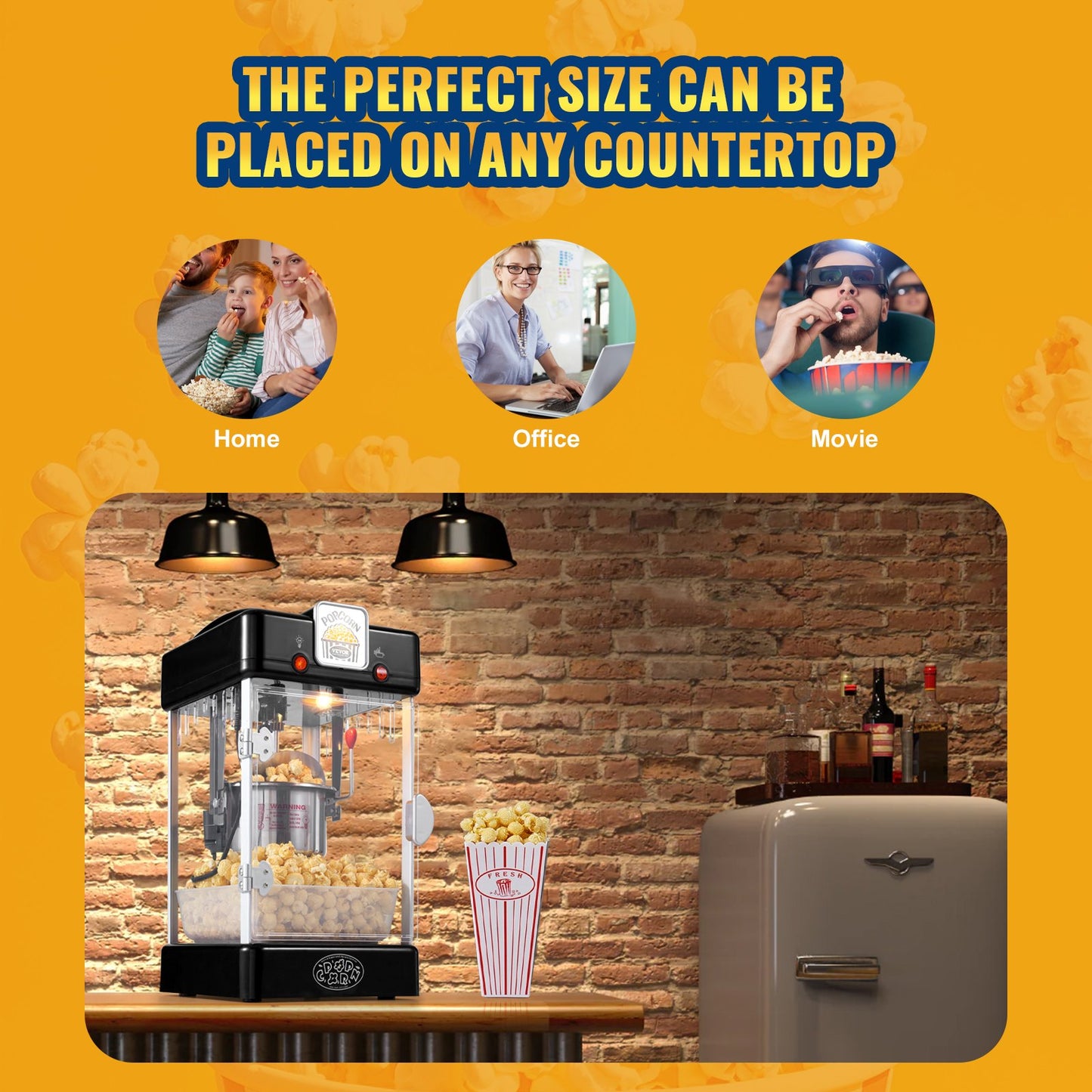 Popcorn Popper Machine Bordsskiva Popcorn Maker 300W 2,5 Oz Svart