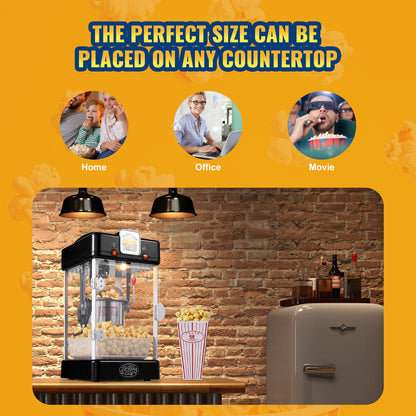 Popcorn Popper Machine Bordsskiva Popcorn Maker 300W 2,5 Oz Svart