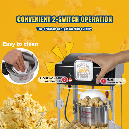 Popcorn Popper Machine Bordsskiva Popcorn Maker 300W 2,5 Oz Svart