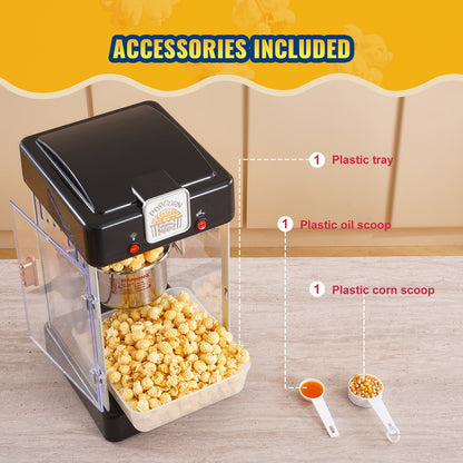 Popcorn Popper Machine Bordsskiva Popcorn Maker 300W 2,5 Oz Svart