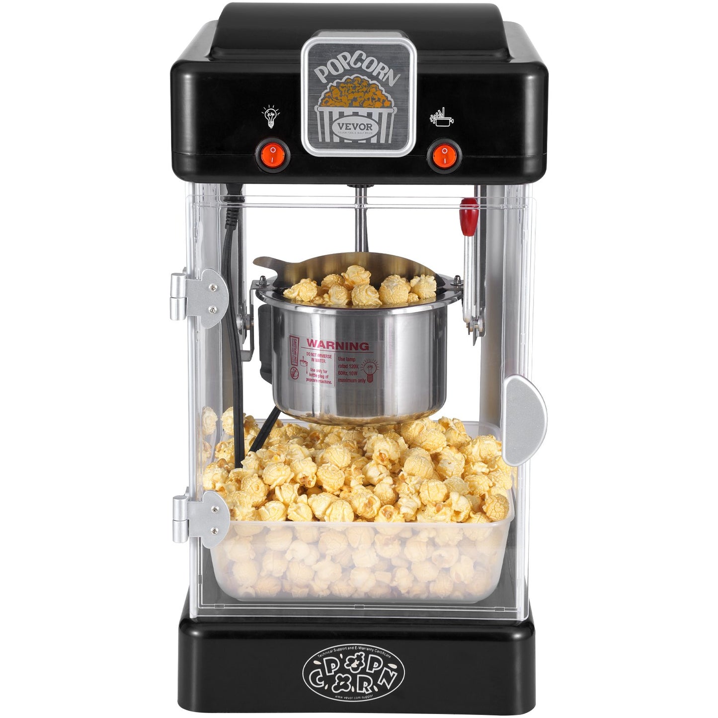 Popcorn Popper Machine Bordsskiva Popcorn Maker 300W 2,5 Oz Svart