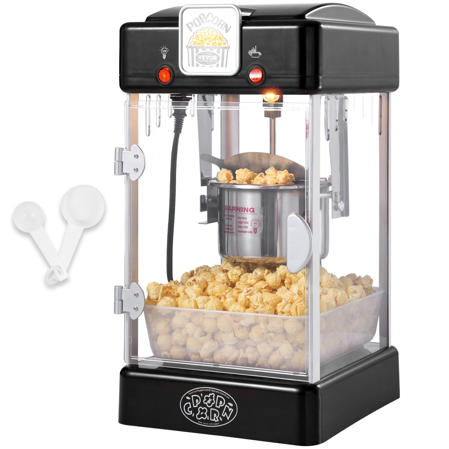 Popcorn Popper Machine Bordsskiva Popcorn Maker 300W 2,5 Oz Svart