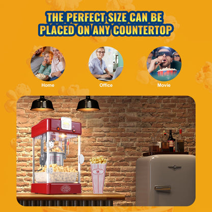Popcorn Popper Machine Bordsskiva Popcorn Maker 300W 2,5 Oz Röd