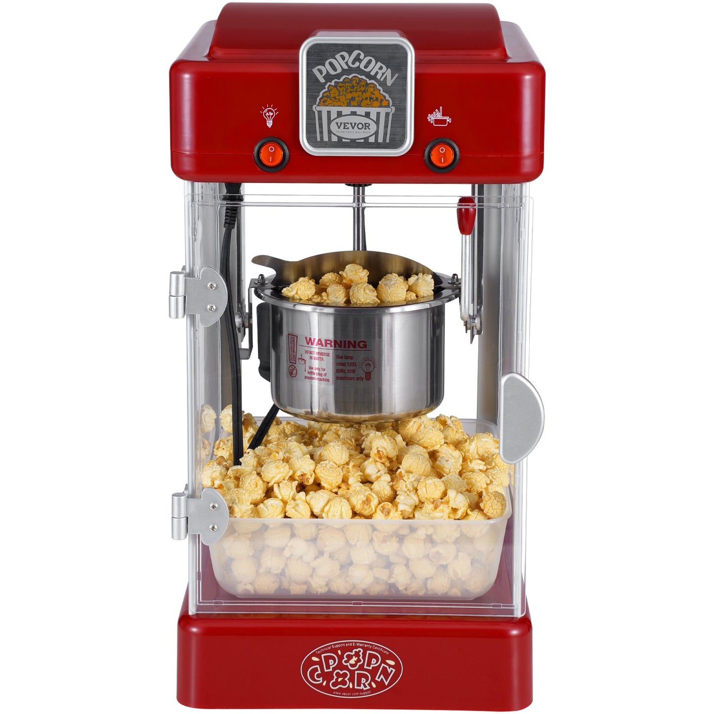 Popcorn Popper Machine Bordsskiva Popcorn Maker 300W 2,5 Oz Röd
