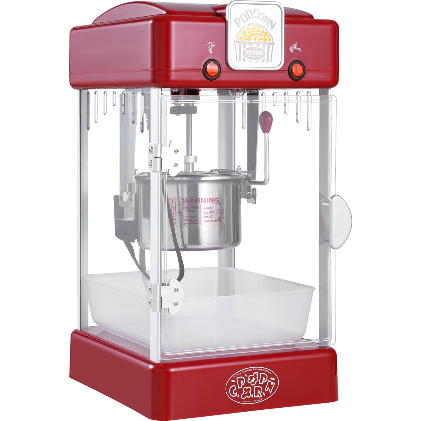 Popcorn Popper Machine Bordsskiva Popcorn Maker 300W 2,5 Oz Röd