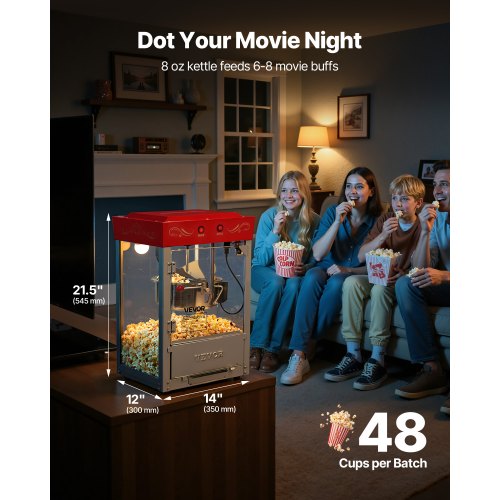 Popcornmaskin Bänkmonterad Popcorn Popper Maker 800W 0,2kg Vattenkokare Röd |  EU