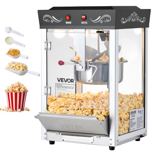 Popcorn Machine Countertop Popcorn Popper Maker 800W 0.2kg Kettle Black | EU