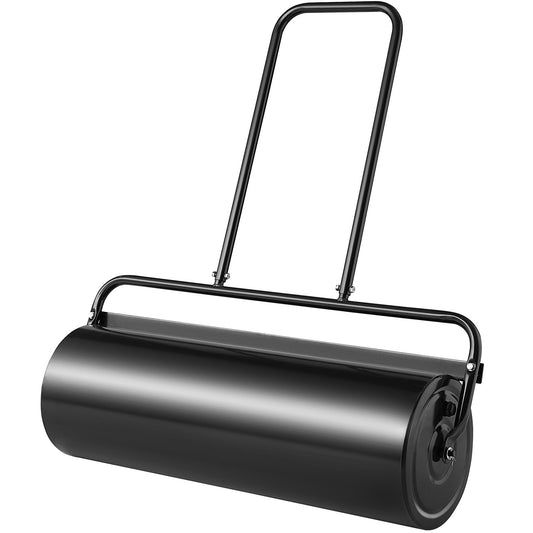 Lawn, 17 Gallon Sand/Water Filled Yard Roller, Steel Turf Roller with Easy-to-Turn Plug and U-Shaped Ergonomic Handle for Comfortable Push and Pull, for Lawn, Garden, Yard, Park, Black