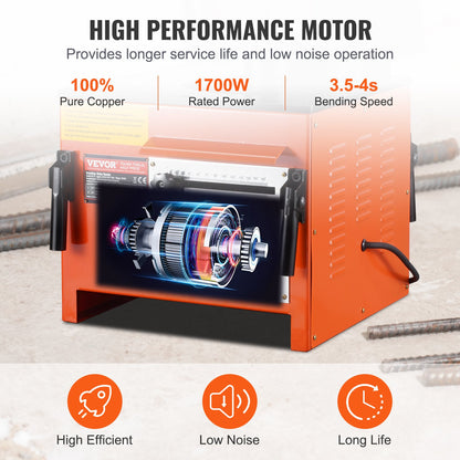 Benchtop elektrisk armeringsjärnsbockare 1700W 3 vinkel upp till 1 tum #8 (4-25 mm)