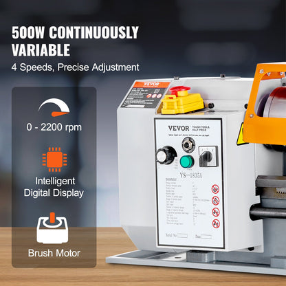Metal Lathe, 7'' x 13.78'', Precision Benchtop Power Metal Lathe, 0-2200 rpm Continuously Variable Speed, 500W Brush Motor Metal Gears, with Toolbox for Machining Precision Parts
