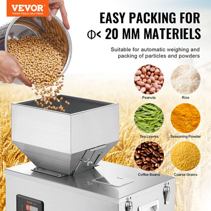 Powder Filling Machine, 0.022-1.1lbs/10-500g, Automatic Intelligent Particle Weighing Filling Machine, Bottle Bag Powder Filling Particle Dispenser for Tea Seeds Grain Powder Flour Beans Glitter