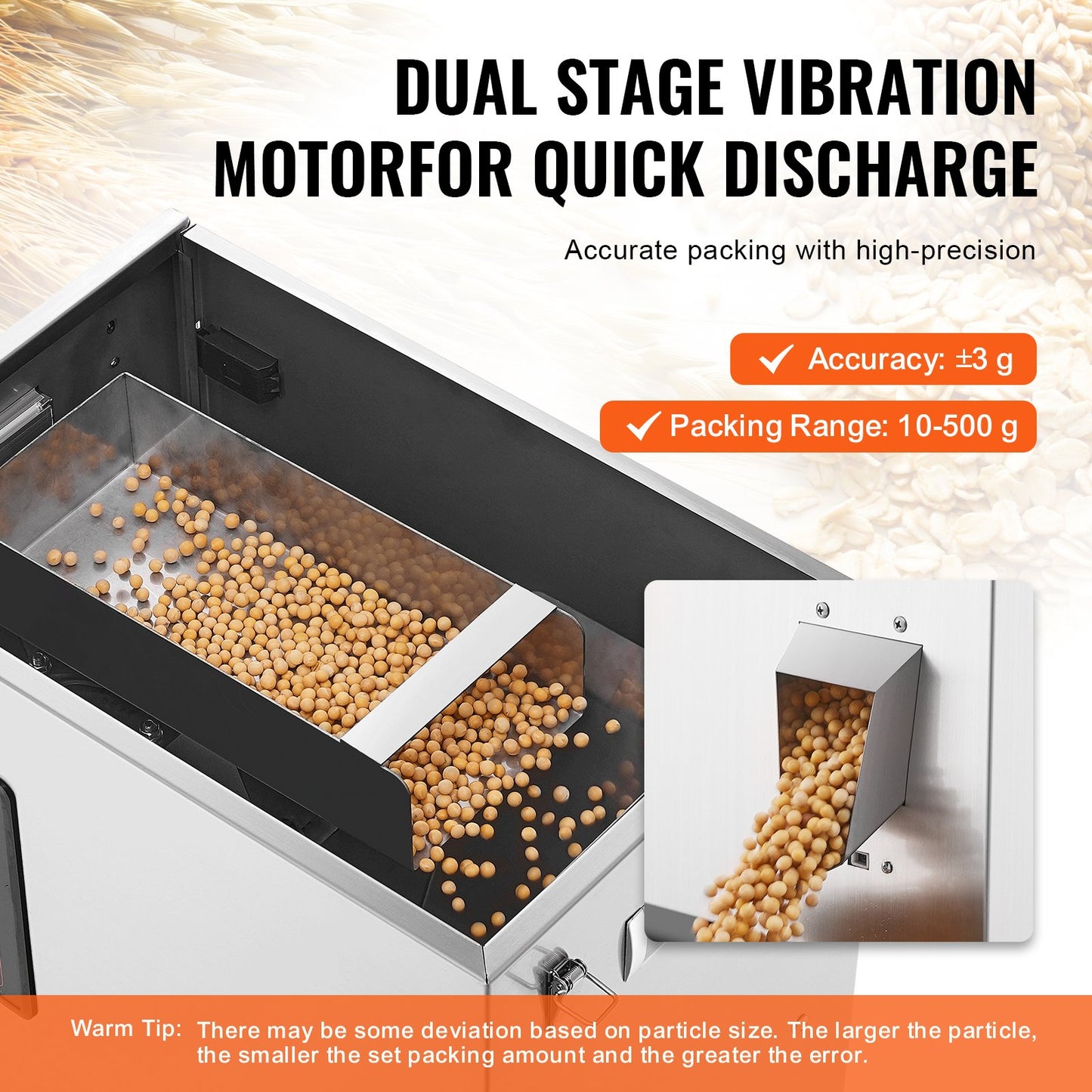 Powder Filling Machine, 0.022-1.1lbs/10-500g, Automatic Intelligent Particle Weighing Filling Machine, Bottle Bag Powder Filling Particle Dispenser for Tea Seeds Grain Powder Flour Beans Glitter