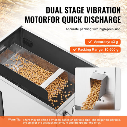 Powder Filling Machine, 0.022-1.1lbs/10-500g, Automatic Intelligent Particle Weighing Filling Machine, Bottle Bag Powder Filling Particle Dispenser for Tea Seeds Grain Powder Flour Beans Glitter