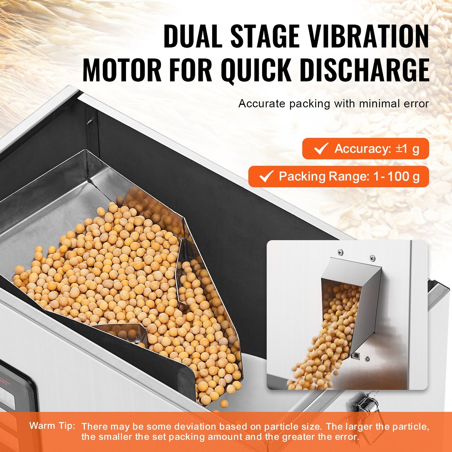 Powder Filling Machine, 0.002-0.22lbs/1-100g, Automatic Intelligent Particle Weighing Machine, Bottle Bag Powder Filling Particle Dispenser for Tea Seeds Grain Powder Flour Beans Glitter
