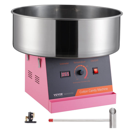 Elektrisk sockervaddsmaskin, 1000 W Candy Floss Maker, kommersiell sockervaddsmaskin med rostfritt stålskål och sockerskopa, perfekt för hemmabarnsfödelsedag, familjefest (rosa)