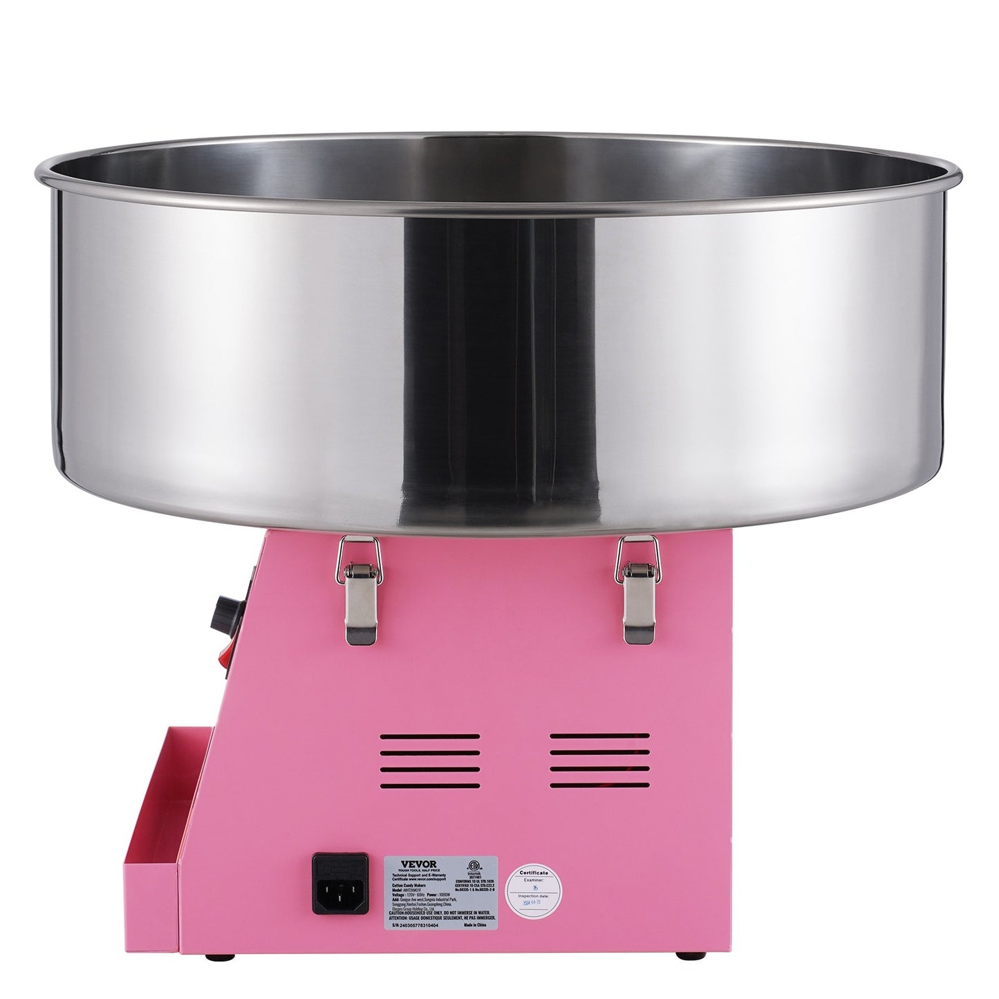 Elektrisk sockervaddsmaskin, 1000 W Candy Floss Maker, kommersiell sockervaddsmaskin med rostfritt stålskål och sockerskopa, perfekt för hemmabarnsfödelsedag, familjefest (rosa)