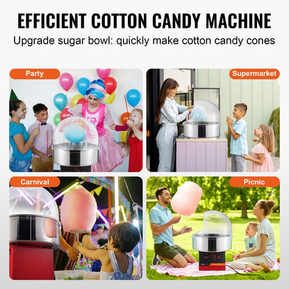 Elektrische Zuckerwattemaschine, 1000 W Zuckerwattemaschine, kommerzielle Zuckerwattemaschine mit Deckel, Edelstahlschüssel und Zuckerschaufel, perfekt für den Kindergeburtstag zu Hause, Familienfeier (rot)