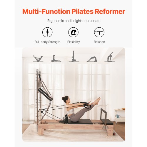 Pilates Reformer Wooden Pilates Machine Home Gym Exercise Equipment | EU
