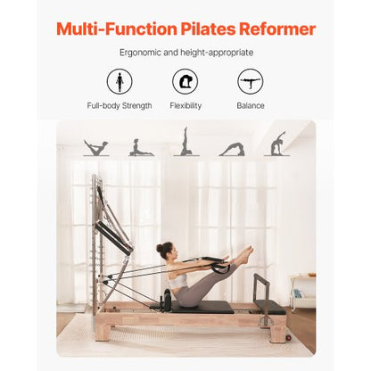 Pilates Reformer Wooden Pilates Machine Home Gym Exercise Equipment | EU