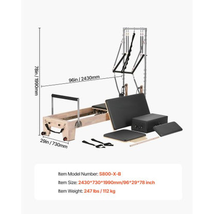 Pilates Reformer Wooden Pilates Machine Home Gym Exercise Equipment | EU