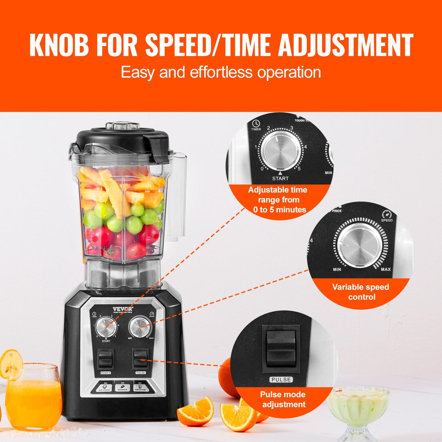Professional Blender Commercial Bänkskiva Blenders 68 oz Smoothies Shakes